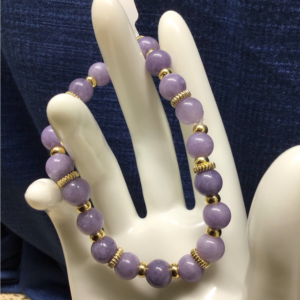 Chic Lavender and Gold Beaded Bracelet - Picture 1 of 1